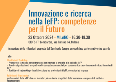 NEARVET – Seminario di Ricerca Applicata “Innovazione e ricerca nella IeFP:  Competenze per il Futuro “